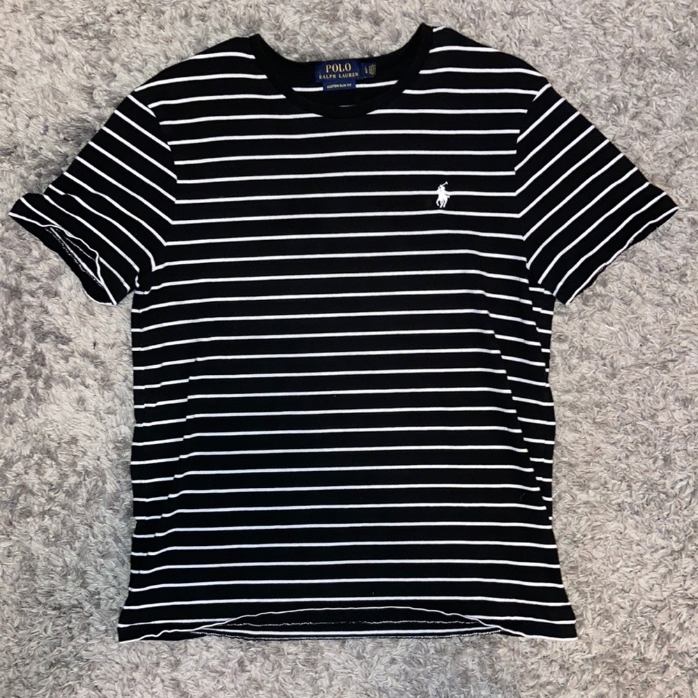 Polo Ralph Lauren Custom Slim Fit T-shirt (Large, Black/White)